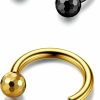 BodyBonita Bodybonita G23 Titanium Horseshoe Septum Rings - 2/3Pcs Astm F136 Titanium Nose Rings Horseshoe Circular Barbell Spikes Septum Jewelry 16G 18G 20G Nose Ear Piercing Jewelry Conch Helix Rook Lip Nipple Cartilage Earring For Women Men Gold/Silver/Black | Body Piercing Rings