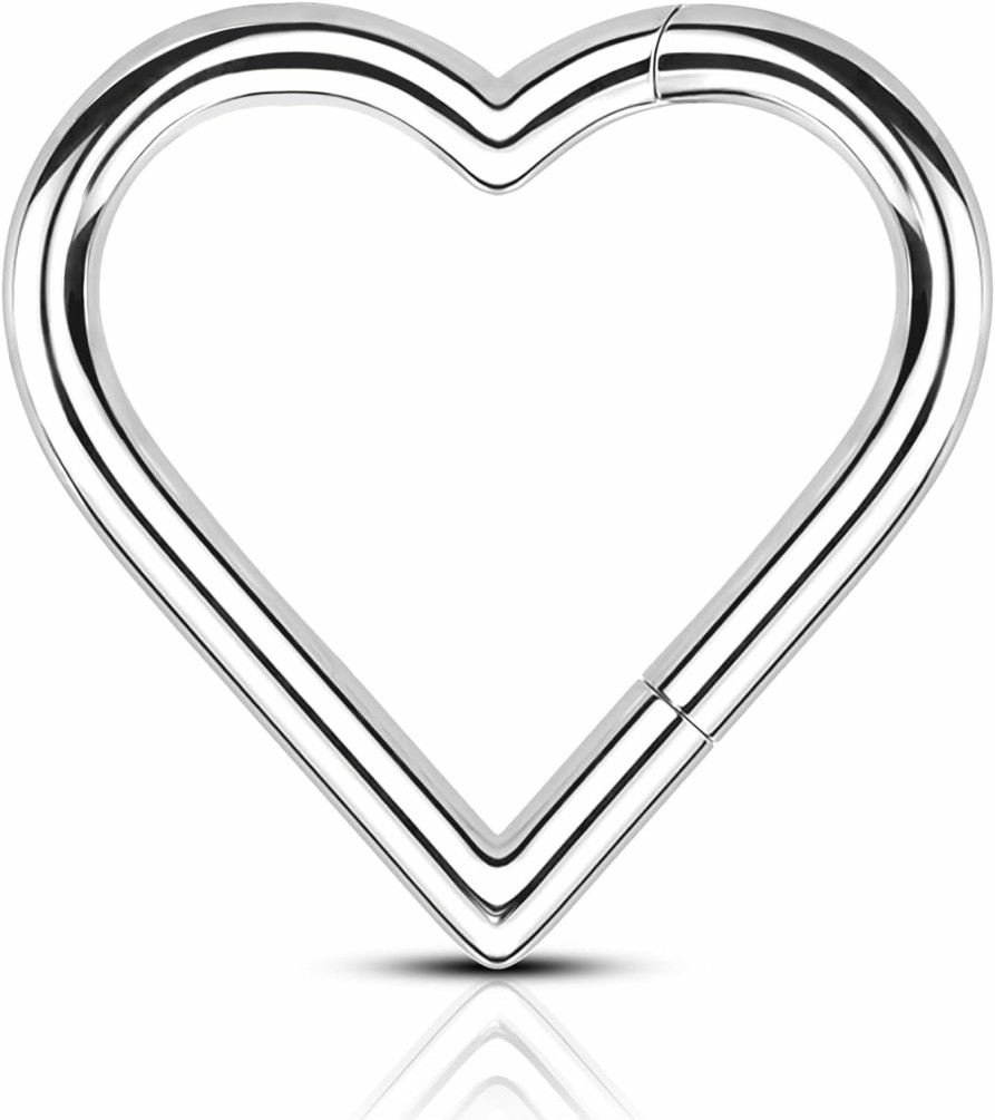 Agrewd Agrewd Minimalist Heart G23 Solid Titanium Septum Ring 16G Teardop Helix Daith Earrings For Women Dainty Septum Daith Piercing Jewelry Surgical Steel | Body Piercing Rings