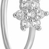 Lavari Jewelers Lavari Jewelers 22 Gauge Cubic Zirconia Flower Hoop Nose Ring For Women In 14K White Or Yellow Gold 5/16 Inches 4 Mm 22G | Body Piercing Rings