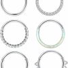 CASSIECA Cassieca 18G 16G Surgical Steel Nose Rings Hoop Clicker Septum Rings For Women Men Cz Opal Cartilage Hoop Earrings Helix Daith Rook Lip Conch Hoop Body Piercing Jewelry 8Mm 10Mm | Body Piercing Rings