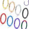 SAILIMUE Sailimue 8 Pcs 16G 18G G23 Titanium Nose Rings Hoop For Women Men Multi-Color Hinged Cartilage Lip Septum Rings Helix Conch Tragus Piercing Jewelry 8Mm 10Mm | Body Piercing Rings