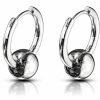 Pierced Owl Set Of 3 Pairs Of 20Ga 316L Stainless Steel Faux Captive Bead Hinged Hoop Earrings | Body Piercing Rings