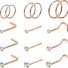 Magitaco Magitaco 15Pcs 20G Surgical Steel Nose Rings Hoop Nose Ring Studs L Shape Screw Nose Studs Nose Piercing Nose Pins Nose Rings For Women Men | Body Piercing Rings