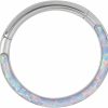 ShineYingTi Shineyingti Septum Clicker Opal Titanium Astm F136 Daith Earring Hoop Solid Cartilage Tragus Helix Rings 16G Septum Piercing Rook Jewelry Hinged Segment Hoop Women | Body Piercing Rings