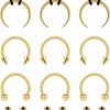 Yolev Yolev 9Pcs Septum Rings Septum Jewelry 16G 18G Septum Ring Septum Piercing 20G Horseshoe Earring Hoop Stainless Steel Nose Ring Hoop Nose Piercing Jewelry For Women And Men | Body Piercing Rings