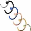 OUFER Oufer 6Pcs Titanium Nose Ring Hoop, G23 Solid Titanium Nose Studs, Colorful Nose Piercing Jewelry For Women And Men | Body Piercing Rings