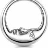 COCHARM Cocharm Moon Face G23 Solid Titanium Septum Ring 16G Silver Septum Jewelry Dainty Helix Daith Earrings For Women Daith Piercing Jewelry 8/10Mm | Body Piercing Rings