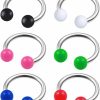 MATIGA Matiga 6Pcs Surgical Steel 16G 5/16 8Mm Horseshoe Barbell Piercing Jewelry Nose Septum Nose Lip Eyebrow 3Mm Uv Acrylic More Choices | Body Piercing Rings