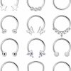 REVOLIA Revolia 12Pcs 16G Surgical Steel Septum Rings For Women Men Horseshoe Septum Rings Hoop Cz Heart Star Butterfly Cartilage Helix Tragus Daith Earrings Piercing Jewelry | Body Piercing Rings