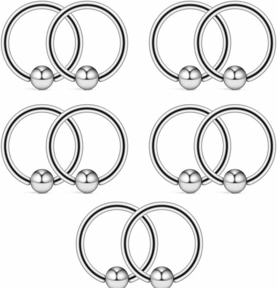 Ruifan Ruifan 10Pcs 316L Surgical Steel Captive Bead Rings Nose Belly Eyebrow Tragus Lip Ear Nipple Hoop Ring Bcr 16G 6Mm/8Mm/10Mm/12Mm | Body Piercing Rings