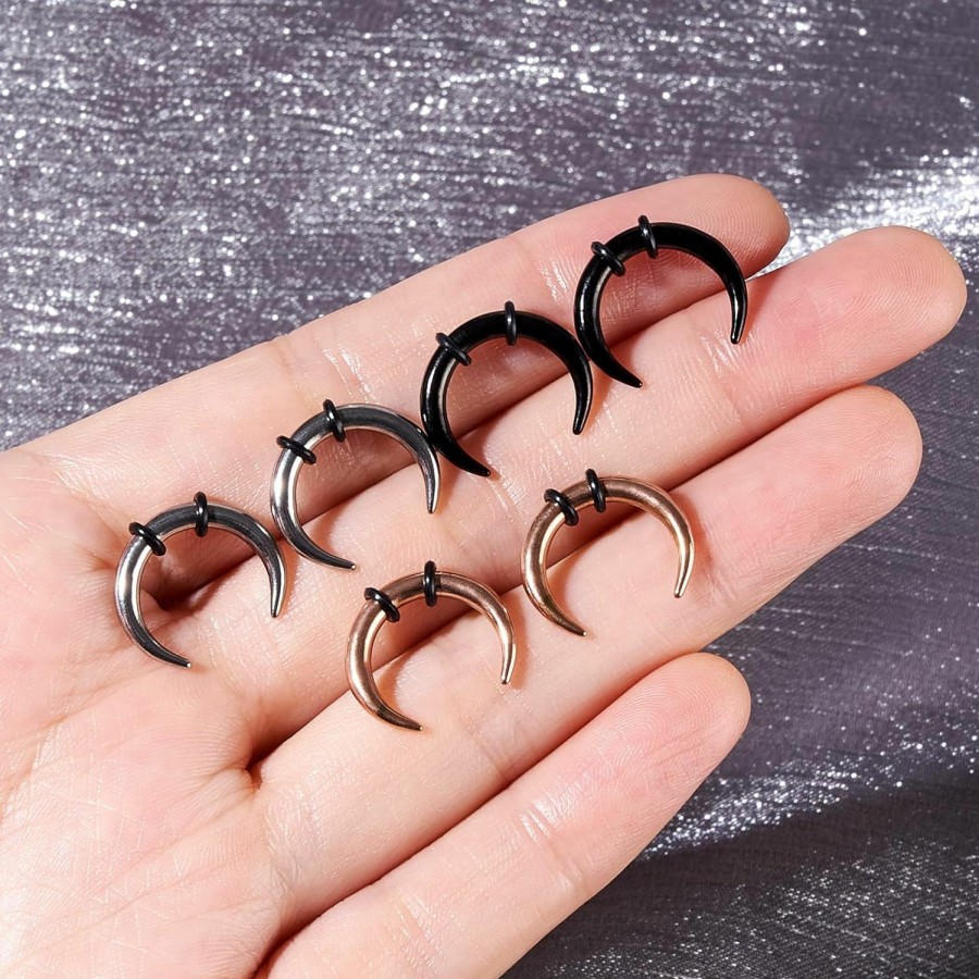 Longbeauty Longbeauty 10G 12G Pincher Septum Rings C Shape Buffalo Stainless Steel Horseshoes Nose Ring Taper Kit Septum Piercing Jewelry With O-Rings For Women Men | Body Piercing Rings