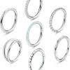 YADOCA Yadoca 7Pcs 18G 16G Surgical Steel Nose Rings Hoops For Women Men Opal Cz Clicker Hinged Segment Septum Lip Hoop Nose Rings Helix Cartilage Conch Daith Rook Earrings Piercing Jewelry 8Mm 10Mm | Body Piercing Rings