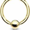 blue palm jewelry 16 Gauge 5/16 Inch 3Mm Bead 14K Solid Gold Captive Bead Ring Hoop Cbr Body Jewelry C96 | Body Piercing Rings