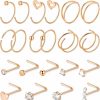 Vegolita Vegolita 21Pcs 22G 316L Stainless Steel Nose Rings Hoops For Women Men Cz L Shaped Nose Studs Open Hoop Nose Rings Nostril Piercing Jewelry | Body Piercing Rings