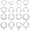 FIASASO Fiasaso 16Pcs 16G Septum Rings For Women Surgical Steel Hinged Seamless Nose Hoop Ring Septum Jewelry Cartilage Tragus Hoop Helix Daith Earrings | Body Piercing Rings