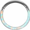 Jewseen Jewseen G23 Solid Titanium Hinged Segment Hoop Rings White Opal Daith Earring Hoop 16G Tragus Helix Rings Cartilage Piercing Septum Clicker Body Jewelry | Body Piercing Rings