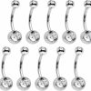 Body Candy Body Candy Women'S Stainless Steel Barbell Clear Accent Belly Button Body Piercing Ring Pack Of 10, One Size | Body Piercing Rings