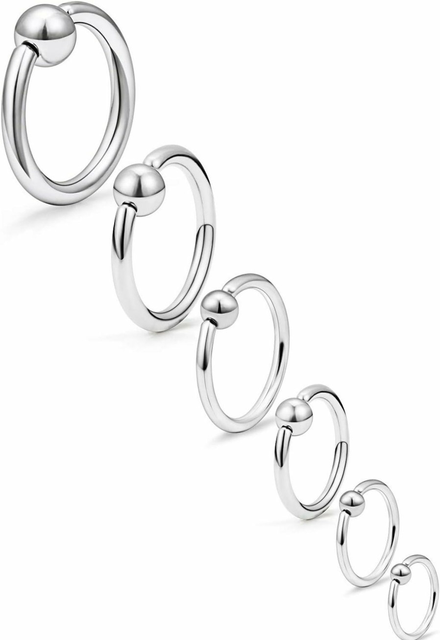 Lcolyoli Lcolyoli 316L Surgical Steel Captive Bead Ring Spring Action Bcr Monster Screwball Rings Pa Nipple Tragus Cartilage Septum Piercing Jewelry 20G 16G 14G 12G 8G 6G | Body Piercing Rings