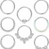 FIBO STEEL Fibo Steel 16G 18G Cartilage Hoop Earring Surgical Steel Septum Rings Clicker Septum Jewelry Cz Opal Hinged Daith Earrings Rook Tragus Helix Piercing Jewelry | Body Piercing Rings