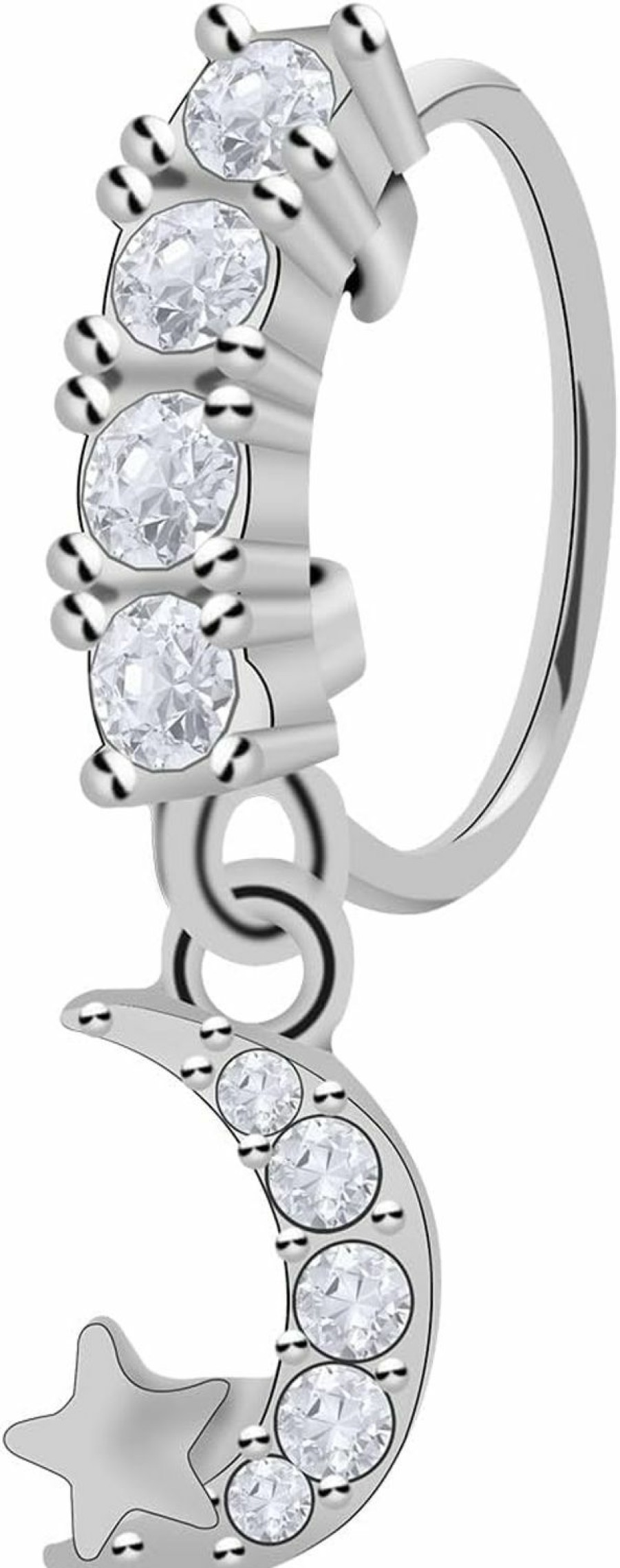 Pierstyles Pierstyles 20G Dangle Nose Ring Hoop Surgical Steel Cross Star Moon Cz Cartilage Earrings For Women Dangling Hoops Nose Nostril Piercing Jewelry White Gold Black | Body Piercing Rings