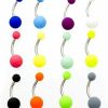 BodyJewelryOnline Bodyjewelryonline Navel Rings, 14G Belly Button Navel Rings Stainless Steel Easy To Clean, Matte Colorful Coated Balls Pack Of 12 | Body Piercing Rings