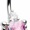 Pierced Owl Pierced Owl 14Ga Stainless Steel Pink Cz Crystal Princess Mirror Belly Button Ring | Body Piercing Rings