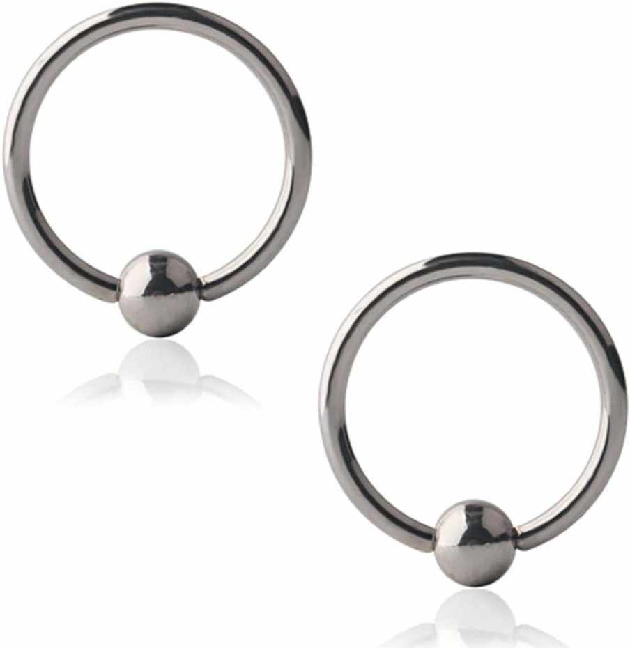 Ruifan Ruifan 2Pcs 316L Surgical Steel Captive Bead Rings Nose Eyebrow Tragus Lip Ear Hoop Ring Piercing 18G 20G 8Mm,10Mm | Body Piercing Rings