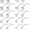 Generic Lsnevsie 18G 20G 22G Surgical Steel Nose Rings Studs For Women Men Nose Piercing Jewelry Top Diamond Cz 1.5Mm 2Mm 2.5Mm 3Mm 3.5Mm 4Mm 24Pcs | Body Piercing Rings