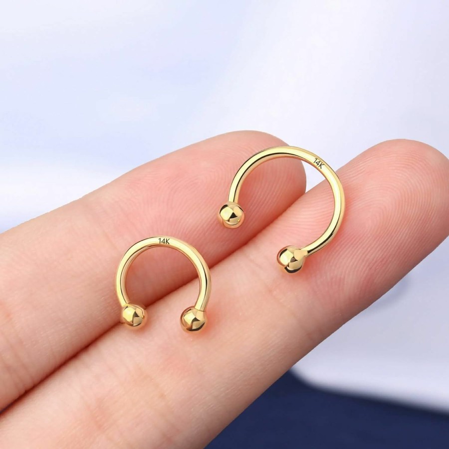 OUFER Oufer Gold Septum Rings 16G, 14K Solid Gold Septum Jewelry, Internally Thread Horseshoe Hoop Earring, Helix Daith Cartilage Conch Earrings For Women Men | Body Piercing Rings