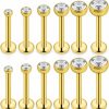 SCERRING Scerring 6 Pairs 16G Stainless Steel Jeweled Clear Cz Internally Threaded Labret Monroe Lip Tragus Cartilage Helix Earring Ring Body Piercing Jewelry 6-10Mm | Body Piercing Rings