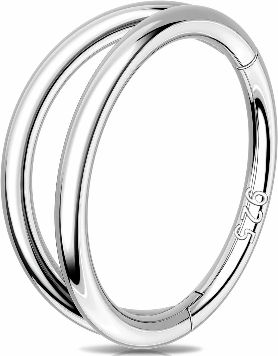 Melighting Meiighting 925 Sterling Silver Nose Ring 16G Higned Clicker Hoop Silver Double Helix Earring Cartilage Earring Conch Piercing Jewelry For Women 6Mm 8Mm 10Mm 12Mm | Body Piercing Rings