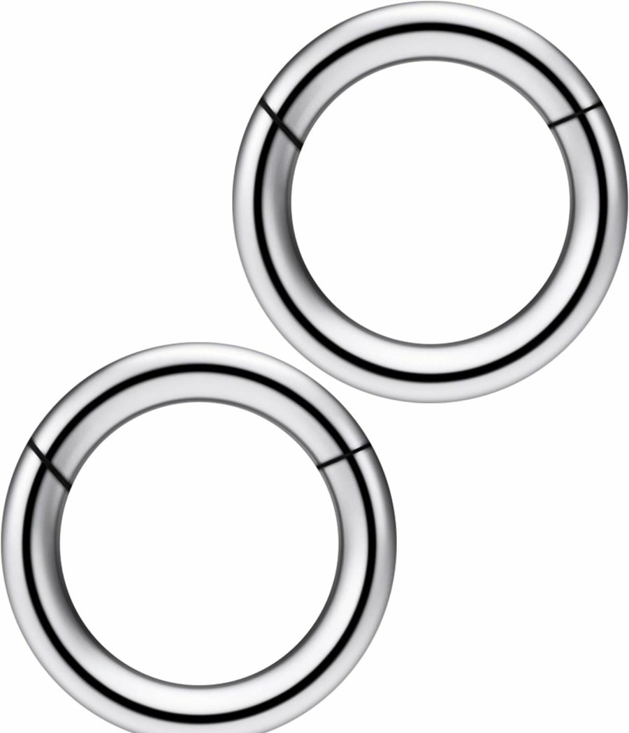 Kridzisw Kridzisw 8G 6G 4G 2G Titanium Hinged Septum Ring Clicker Gauges Earring Stretching Kit Hypoallergenic Lobe Hoop Earrings Medical Implant Grade Large Septum Nose Ring Piercing Jewelry For Women Men | Body Piercing Rings