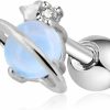 OUFER Oufer 16G Stainless Steel Cartilage Earring Air Blue Opal Stone Saturn Helix Earring | Body Piercing Rings