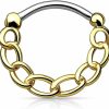 WildKlass Jewelry Wildklass Jewelry Septum Clicker 16G Round Chain Septum Ring | Body Piercing Rings