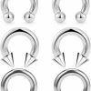 Ocptiy Ocptiy 2G 4G 6G 8G 10G 12G 14G 16G Septum Rings Silver Black Surgical Steel Heavy Gauges Earrings Stretching Kit Eyebrow Lip Septm Nose Ring Helix Tragus Daith Rook Earrings Hoop 10Mm 12Mm 16Mm | Body Piercing Rings