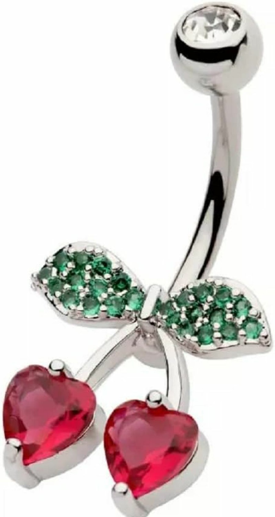 Pierced Owl Pierced Owl 14Ga 316L Stainless Steel Red Cz Crystal Heart Shaped Cherry Belly Button Ring | Body Piercing Rings