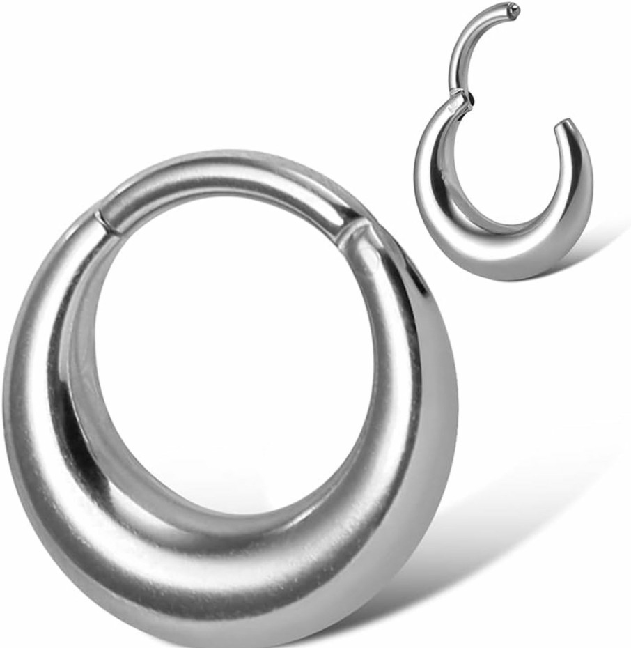 MOQIKAKA Moqokaka16G 8Mm Septum Rings Hoops - Stainless Steel Segment Nose Rings Hoops For Women Men Hinged Segment Nose Helix Cartilage Clicker Hoop Earrings For Daith Rook Tragus Piercing Rings For Women Men | Body Piercing Rings