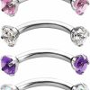 Briana Williams Briana Williams 6Pcs Stainless Steel Rook Daith Earrings Belly Lip Ring Eyebrow Studs Cartilage Tragus Cubic Zirconia Barbell Body Piercing 8Mm (5/16\") | Body Piercing Rings