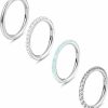 Minnario Minnario Hinged Clicker Nose Ring Hoops 16G 18G Surgical Steel Cartilage Hoop Earrings Conch Daith Helix Rook Tragus Lobe Cz Opal Septum Piercing Set | Body Piercing Rings