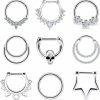 Vsnnsns Vsnnsns 16G Septum Jewelry Septum Ring Piercing Jewelry Opal Septum Clicker Ring And Horseshoe Barbell Stainless Steel Septum Nose Rings Hoop Piercing Jewelry For Men Women 10Mm 12Pcs | Body Piercing Rings