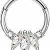 COCHARM Cocharm Marquise Cz Septum Rings 16G Dainty Septum Jewelry 8Mm/10Mm Septum Clicker Cute Silver Septum Piercing Stainless Steel Spike Daith Earring Hoops For Women | Body Piercing Rings