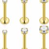 SCERRING Scerring 3 Pairs 14G Stainless Steel Prong Setting Clear Cz Internally Threaded Labret Monroe Lip Tragus Cartilage Helix Earring Ring Body Piercing Jewelry 6-10Mm | Body Piercing Rings