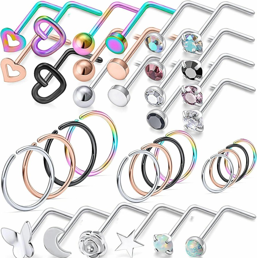 Leiainely Leiainely Nose Rings Nose Ring Nose Studs Nose Rings Hoops Nose Piercings Nose Rings Studs Nose Rings For Women Nose Piercing Jewelry Hoop Nose Ring Nose Stud Nose Hoops Surgical Steel Nose Ring | Body Piercing Rings