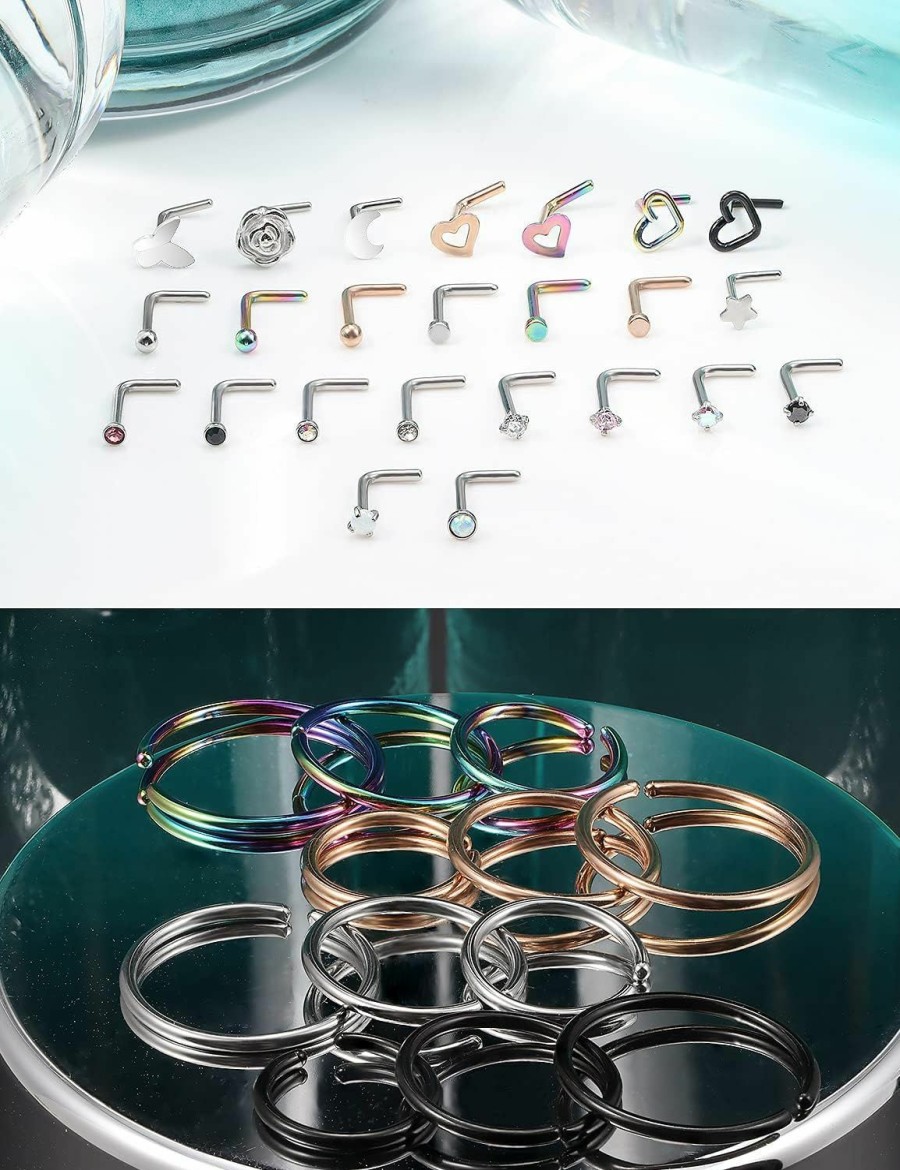 Leiainely Leiainely Nose Rings Nose Ring Nose Studs Nose Rings Hoops Nose Piercings Nose Rings Studs Nose Rings For Women Nose Piercing Jewelry Hoop Nose Ring Nose Stud Nose Hoops Surgical Steel Nose Ring | Body Piercing Rings