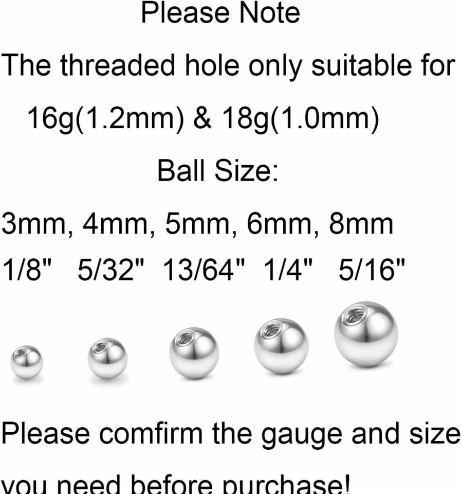 QWALIT Qwalit 16Gauge 14Gauge Stainless Steel Replacement Balls For Lip Studs Labret Earrings Piercing Jewelry Septum Rings Externally Threaded Plastic Balls 3Mm - 8Mm | Body Piercing Rings