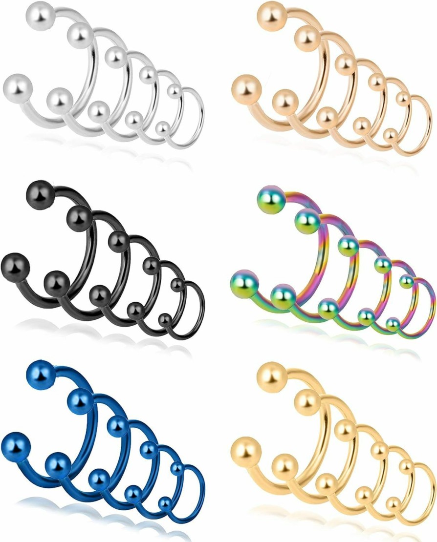 REVOLIA Revolia 18-30Pcs 16G 316L Stainless Steel Nose Rings Cartilage Ear Septum Piercings Helix Tragus Horseshoe 6-14Mm | Body Piercing Rings