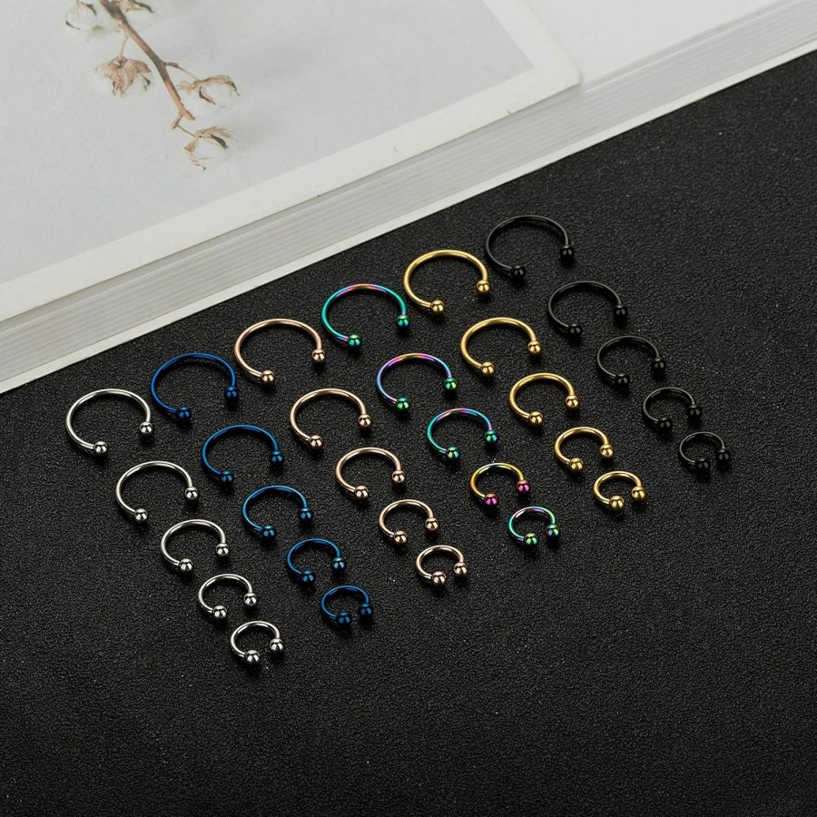 REVOLIA Revolia 18-30Pcs 16G 316L Stainless Steel Nose Rings Cartilage Ear Septum Piercings Helix Tragus Horseshoe 6-14Mm | Body Piercing Rings