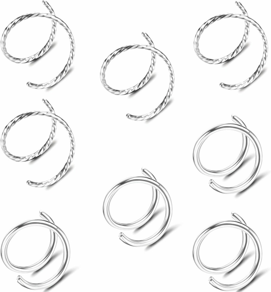 Drperfect Drperfect Double Nose Ring For Single Piercing 6Mm 8Mm 10Mm Spiral Nose Hoop Stainless Steel Twisted Hoop Nose Ring | Body Piercing Rings