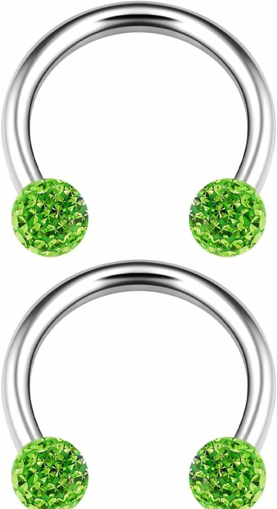 BanaVega 2Pcs Surgical Steel Horseshoe Earrings 16 Gauge 5/16 8Mm 3Mm Crystal Ball Lobe Earrings Septum Piercing Jewelry Choose Colors | Body Piercing Rings