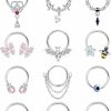 JOERICA Joerica 12Pcs 16G Septum Rings For Women Men Stainless Steel Dangle Septum Jewelry Blue Planet Snake Cz Butterfly Bat Spiked Daith Earrings Hoop Nose Rings Cartilage Helix Cute Septum Piercing Jewelry | Body Piercing Rings